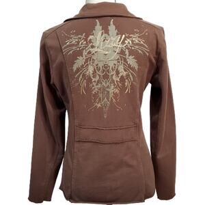 Lizzy Lovin Life Brown Bohemian Butterfly Graphic Jacket M